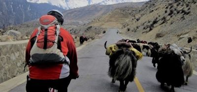 John Farrelly Cycling on the  tour with redspokes